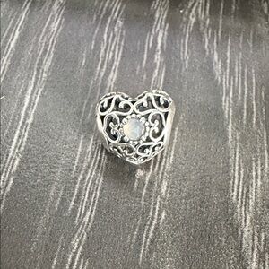 Pandora Elegant Silver Heart Charm with June birthstone